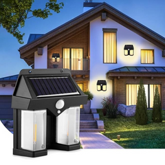 Giftollo Solar Sensor Wall Light | Waterproof Outdoor LED Light with Motion Sensor | Dual Head | Solar Powered | 1200 Lumens | Auto On/Off | for Garden, Balcony, Garage, Entrance