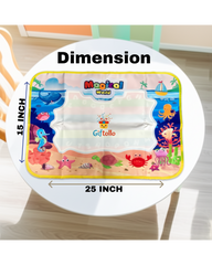 Giftollo Magical Water Drawing Mat for Kids | Reusable Mess-Free Coloring Pad (25x15 inch) with 2 Magic Pens | Educational Doodle Toy for Toddlers