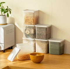 Giftollo Kitchen & Pantry Organizer Set (Pack of 6) | Stackable Food Storage Containers for Fridge, Freezer & Cabinet | 1200ml BPA-Free Modular Bins