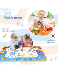 Giftollo Magical Water Drawing Mat for Kids | Reusable Mess-Free Coloring Pad (25x15 inch) with 2 Magic Pens | Educational Doodle Toy for Toddlers