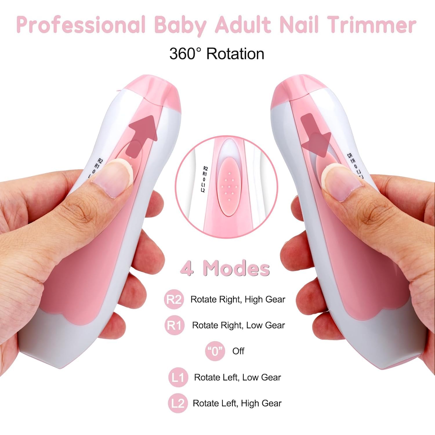 Giftollo Baby Nail Trimmer Electric (Blue & Pink) – Safe & Silent Baby Nail File with 6 Grinding Heads | Newborn to Toddler Nail Care Kit with LED Light | Baby Grooming Tool for Infant & Kids (Blue)