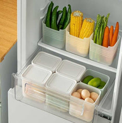 Giftollo Kitchen & Pantry Organizer Set (Pack of 6) | Stackable Food Storage Containers for Fridge, Freezer & Cabinet | 1200ml BPA-Free Modular Bins