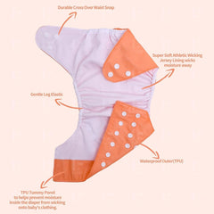 Giftollo Reusable Cloth Diapers with Insert Pads (pack of 3) – Washable, Adjustable, Leak-Proof Diapers for Babies – Multi Colors (Multi Pack) (2)