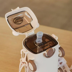 Giftollo Cute Bus Shaped Water Bottle for Kids | Portable Sipper Bottle with Carrying Strap for School & Travel | BPA-Free & Leakproof