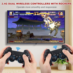 Giftollo Wireless Retro Video Game Console – Plug & Play 1080P Game Stick with 9 Emulators, 2 Wireless Controllers, 10,000+ Classic Games for Kids & Adults – HDMI TV Gaming System