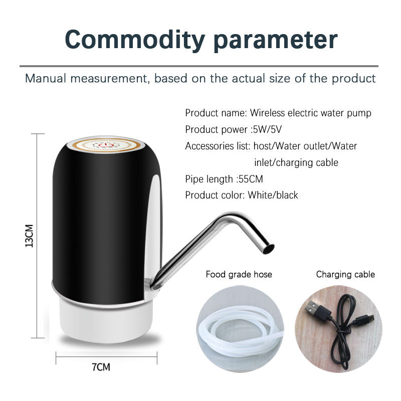Giftollo Wireless Electric Water Pump | USB Rechargeable Automatic Gallon Bottle Water Dispenser | One click opreation and portable water pump