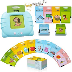 Giftollo Educational Flash Card Learning Toy for Kids | 112 Double-Sided Talking Flash Cards with 224 Sight Words | Interactive Speech Device for Toddlers | Early Learning Toy (Blue, Regular)
