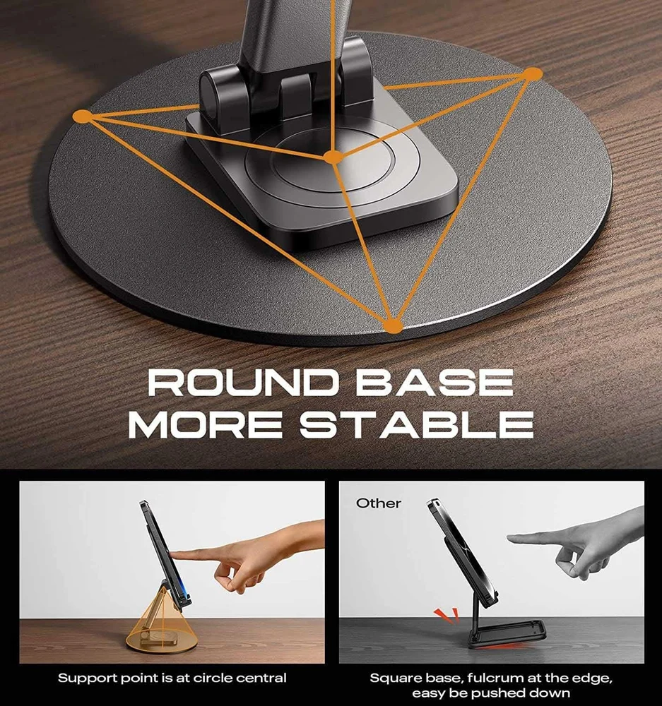 Giftollo 360° Rotatable Steel Mobile Phone Holder | Foldable & Adjustable Universal Mobile Holder
