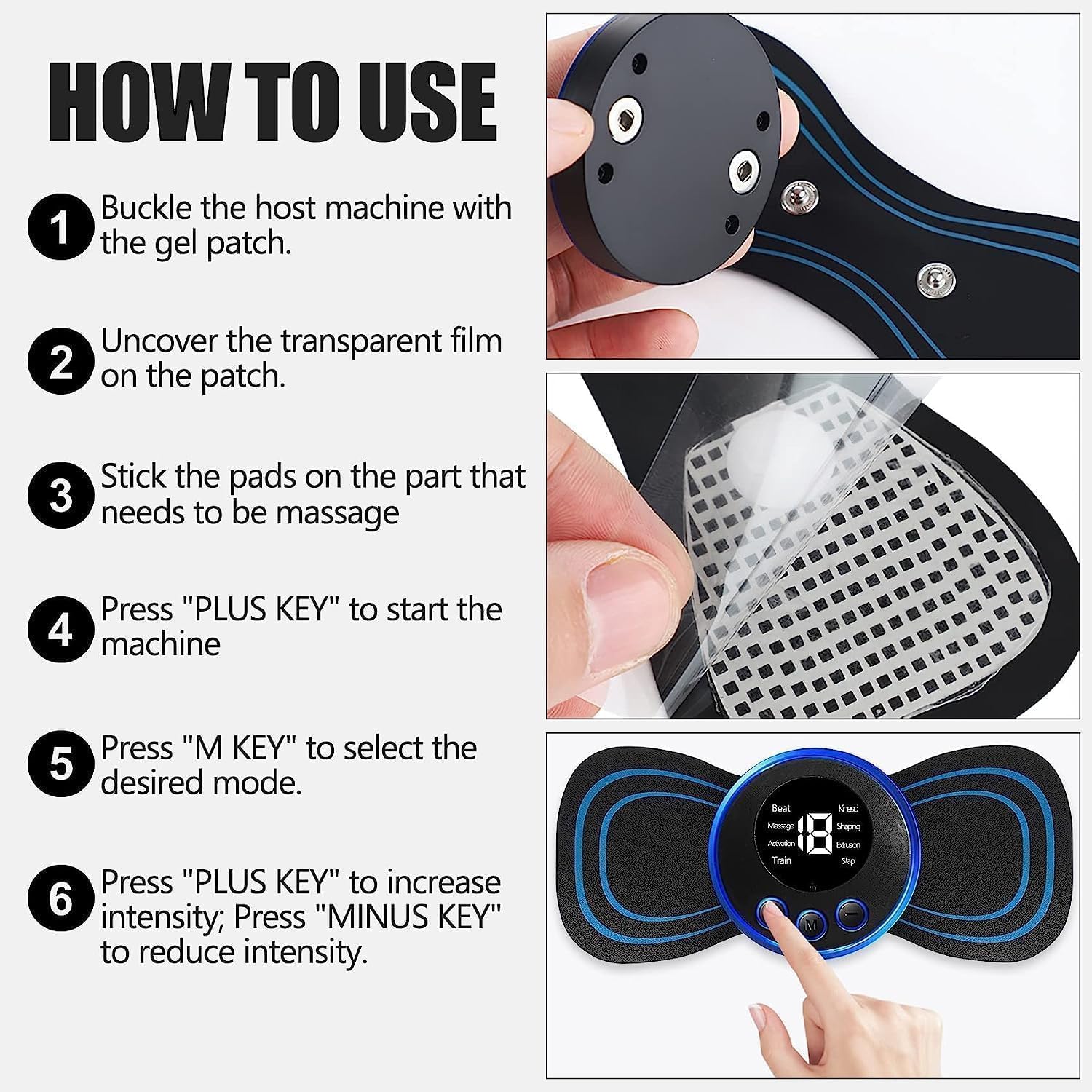 Giftollo Deep Tissue Body Massager for Pain & Fatigue Relief | Rechargeable TENS EMS Unit with Multiple Modes for Neck, Back, Leg & Full Body Massage