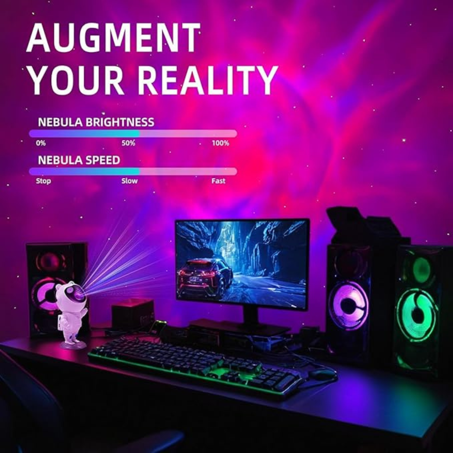 Giftollo Astronaut Starry Nebula Projector Lamp for Kids & Home Décor | Remote Controlled | 360° Rotating Galaxy Night Light.