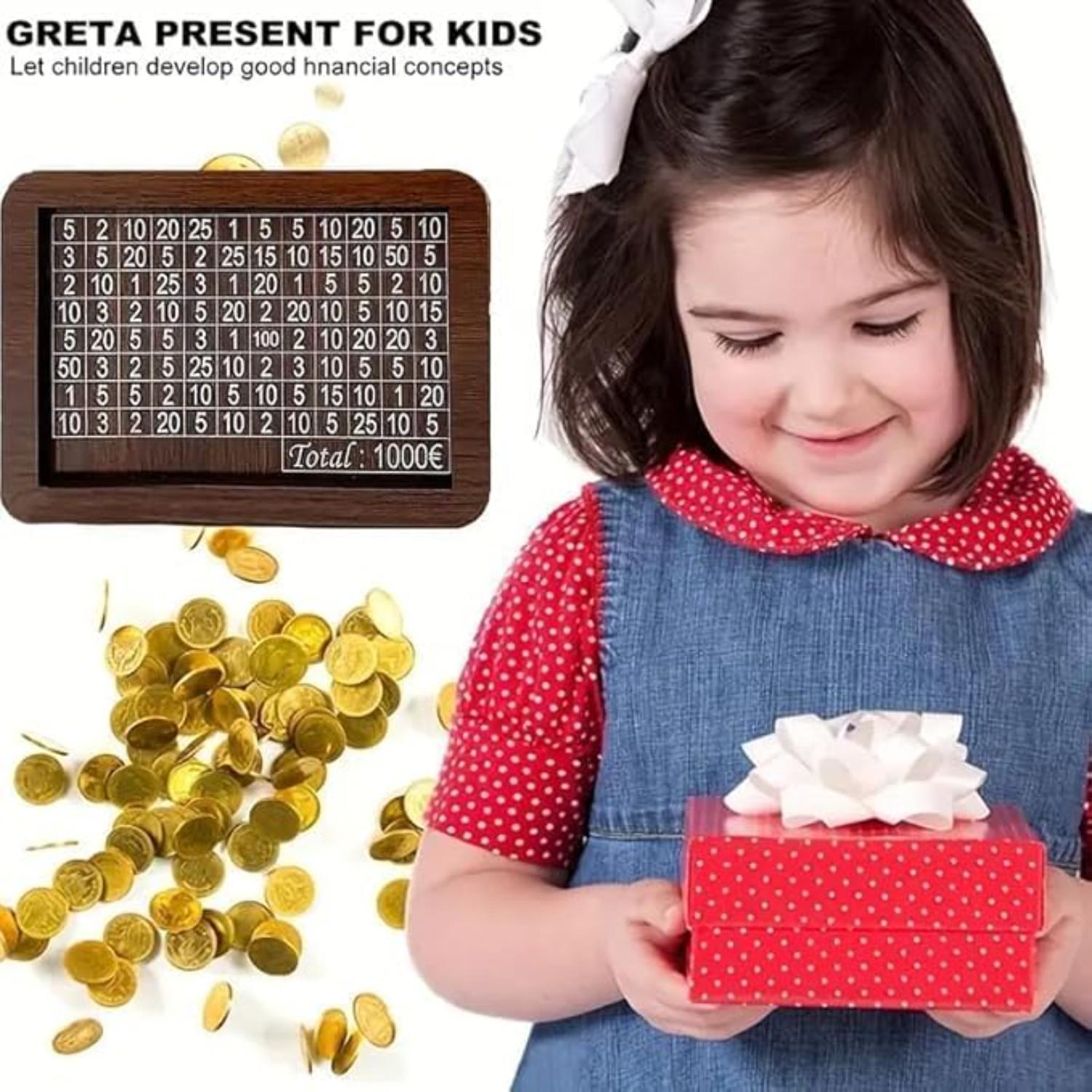 Giftollo Piggy Bank Wooden Savings Challenge Box | Smart Money Saving Bank for Adults & Kids | Budget Tracker Piggy Bank with Scratch Panels | Ideal Gift for Birthdays, Weddings & New Year