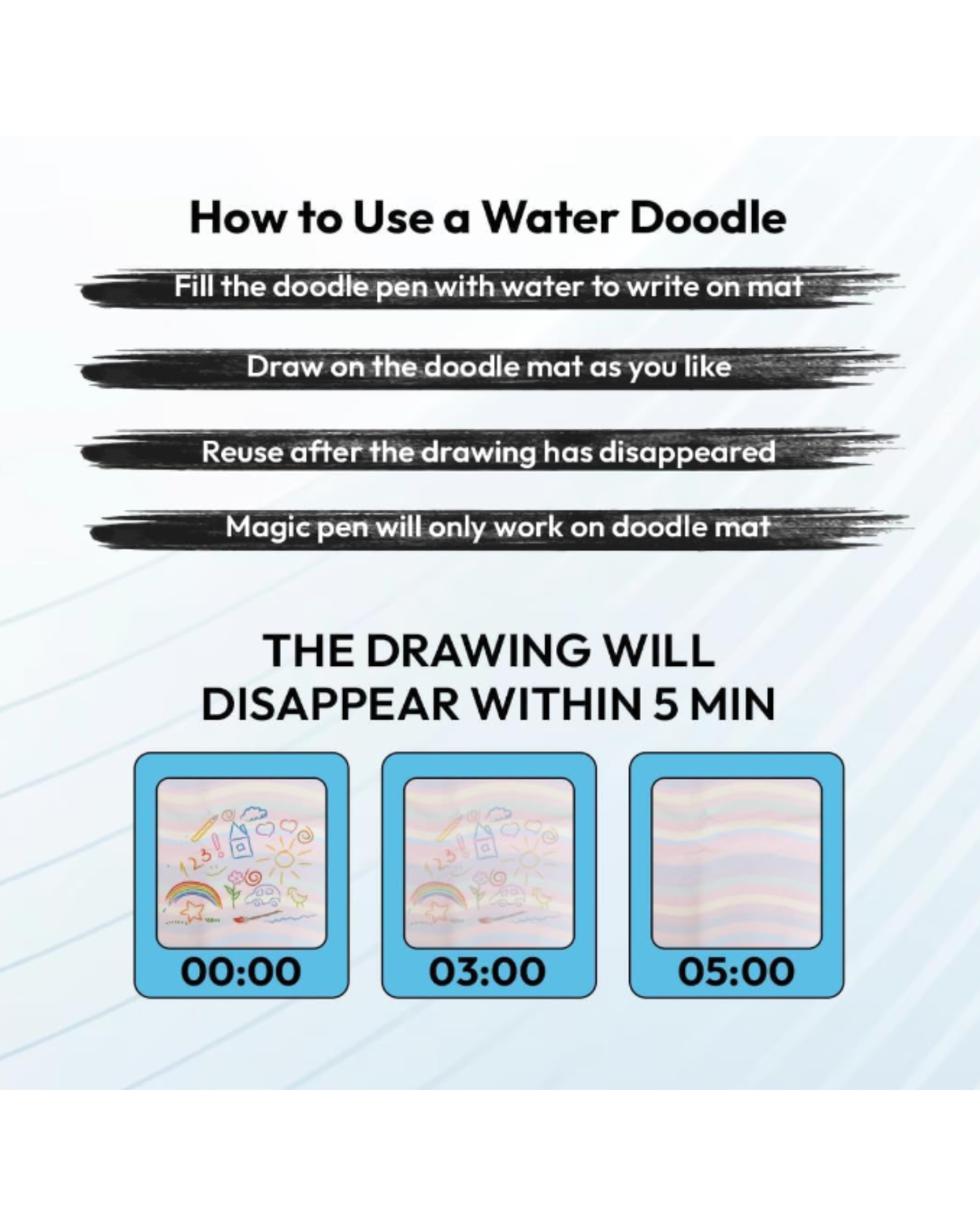 Giftollo Magical Water Drawing Mat for Kids | Reusable Mess-Free Coloring Pad (25x15 inch) with 2 Magic Pens | Educational Doodle Toy for Toddlers