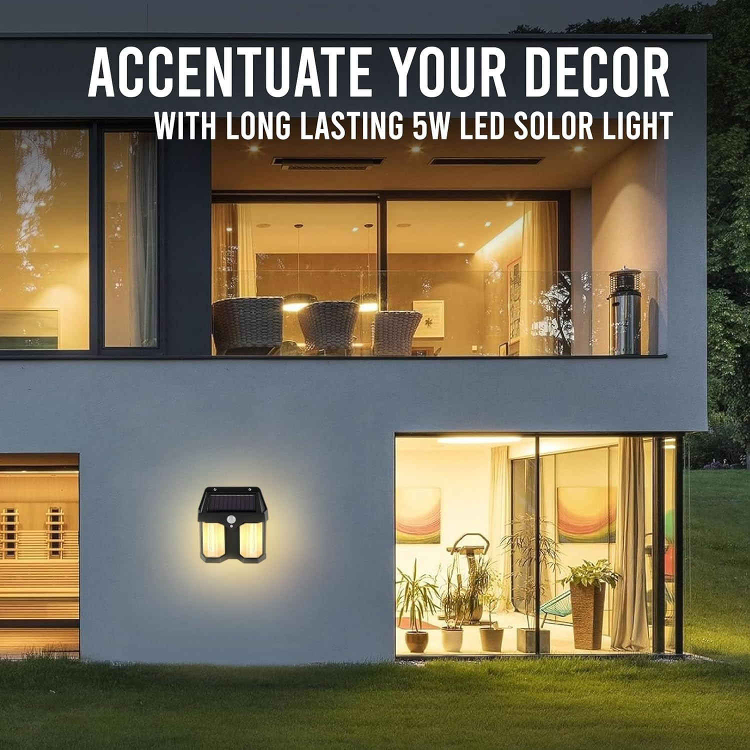 Giftollo Solar Sensor Wall Light | Waterproof Outdoor LED Light with Motion Sensor | Dual Head | Solar Powered | 1200 Lumens | Auto On/Off | for Garden, Balcony, Garage, Entrance