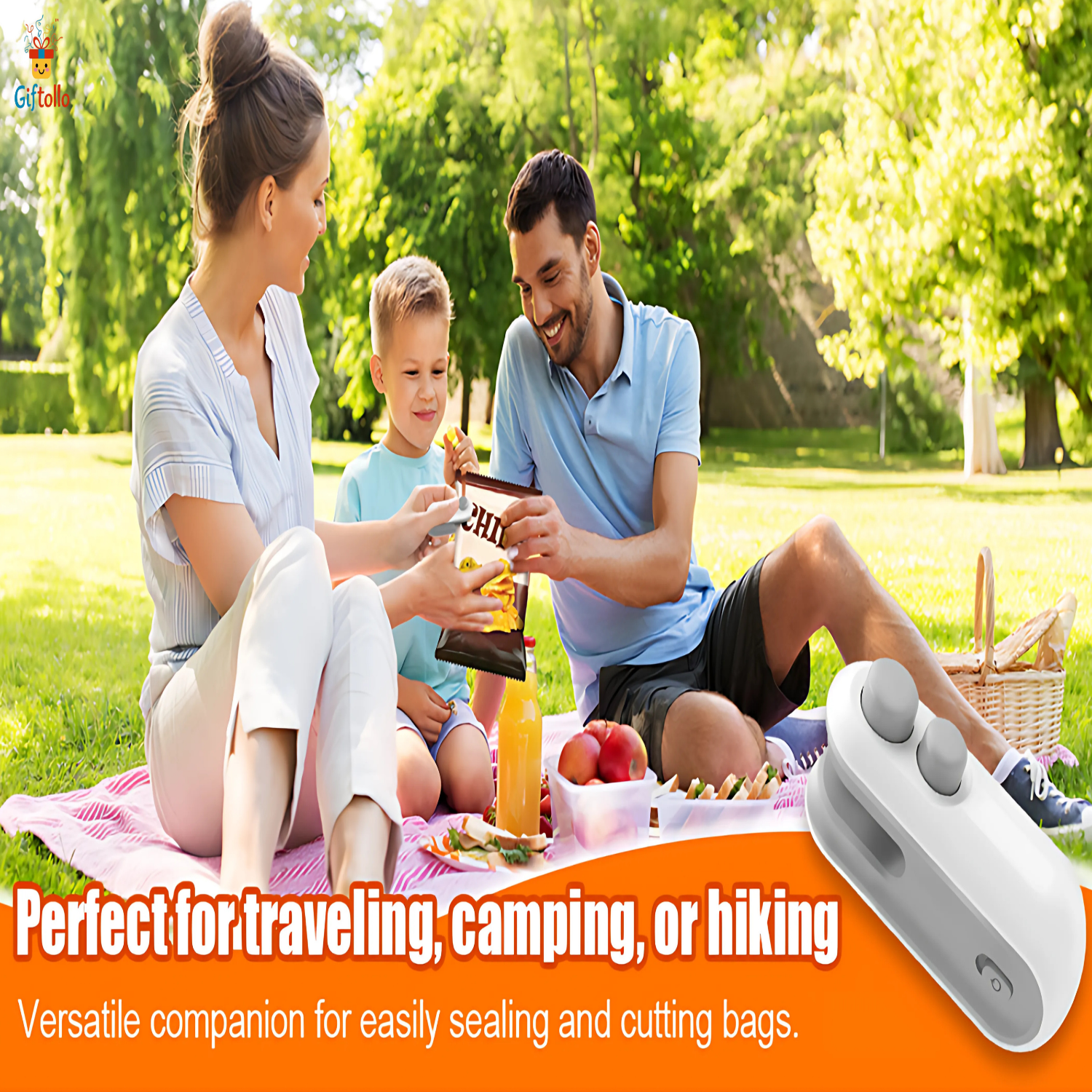 Giftollo 2-in-1 Portable Mini Bag Sealer | USB Rechargeable Heat Sealer & Cutter for Food & Snacks