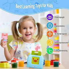 Giftollo Educational Flash Card Learning Toy for Kids | 112 Double-Sided Talking Flash Cards with 224 Sight Words | Interactive Speech Device for Toddlers | Early Learning Toy (Blue, Regular)