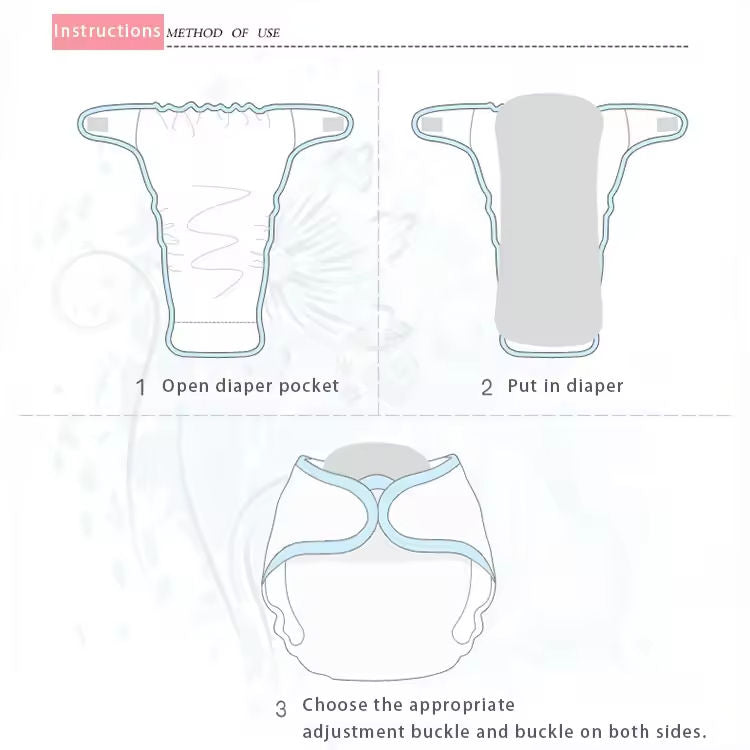 Giftollo Reusable Cloth Diapers with Insert Pads (pack of 3) – Washable, Adjustable, Leak-Proof Diapers for Babies – Multi Colors (Multi Pack) (2)
