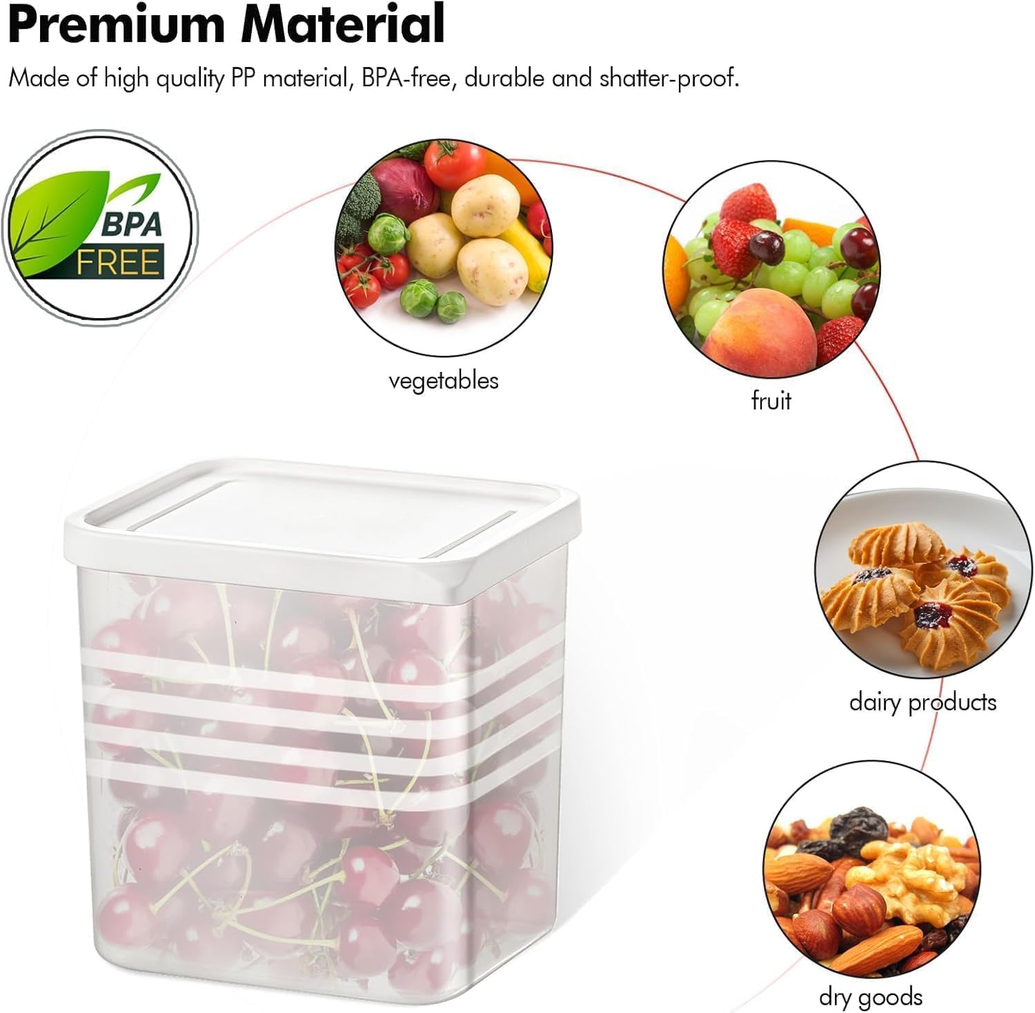 Giftollo Kitchen & Pantry Organizer Set (Pack of 6) | Stackable Food Storage Containers for Fridge, Freezer & Cabinet | 1200ml BPA-Free Modular Bins