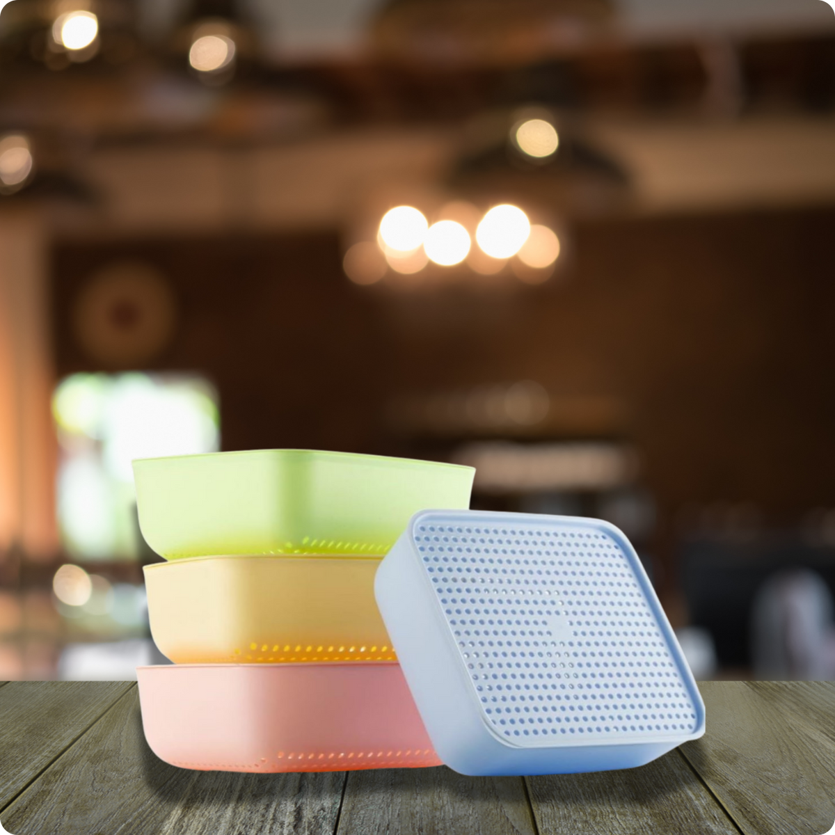 Giftollo Multipurpose Storage Baskets (Set of 4) | Stackable Organizer Bins for Wardrobe, Kitchen & Office | Pastel Colors