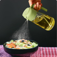 Giftollo 2-in-1 Oil Sprayer Dispenser Bottle, Glass Pourer & Refillable Container for Air Fryer, BBQ, Salad Dressing & Cooking Oil
