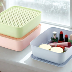 Giftollo Multipurpose Storage Baskets (Set of 4) | Stackable Organizer Bins for Wardrobe, Kitchen & Office | Pastel Colors