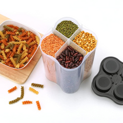 Giftollo 4-in-1 Airtight Food Storage Container (2500ml, Pack of 2) | Multipurpose Kitchen & Pantry Organizer for Cereal, Dal & Grains - Black