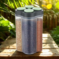 Giftollo 4-in-1 Airtight Food Storage Container (2500ml, Pack of 2) | Multipurpose Kitchen & Pantry Organizer for Cereal, Dal & Grains - Black