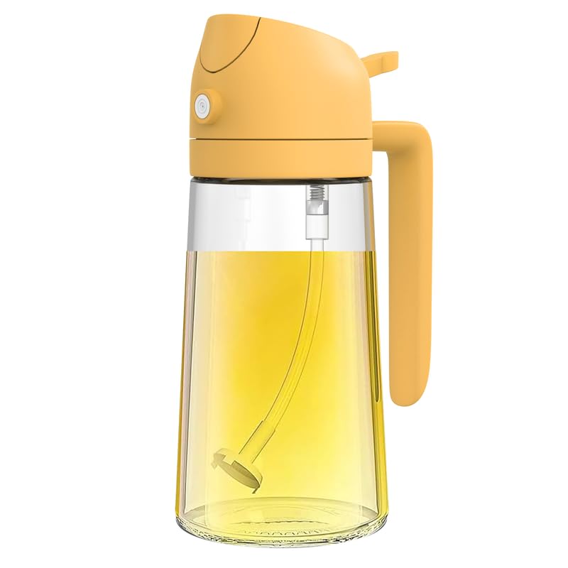 Giftollo 2-in-1 Oil Sprayer Dispenser Bottle, Glass Pourer & Refillable Container for Air Fryer, BBQ, Salad Dressing & Cooking Oil